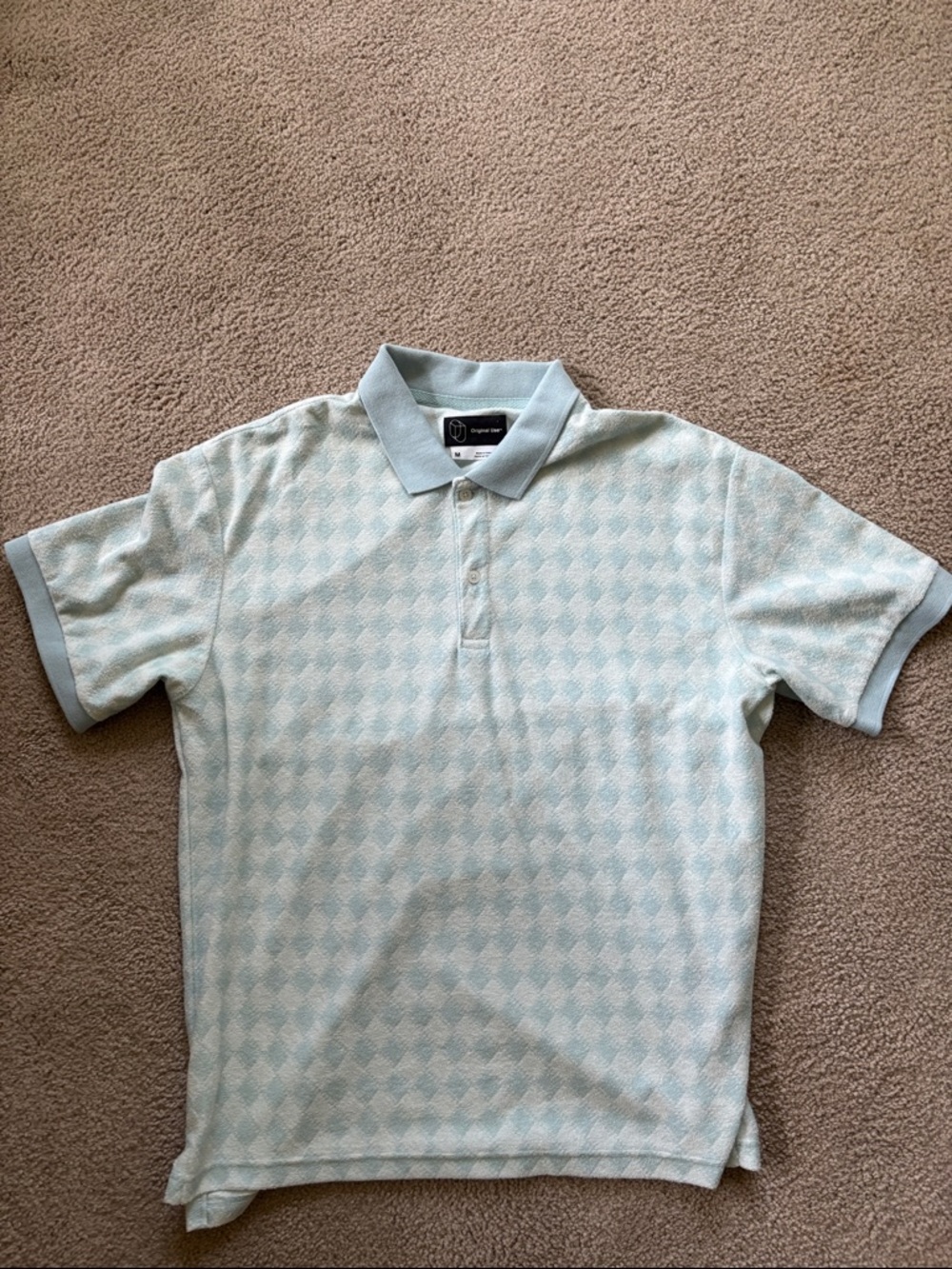 Original Use Men's Pale Blue Patterned Polo